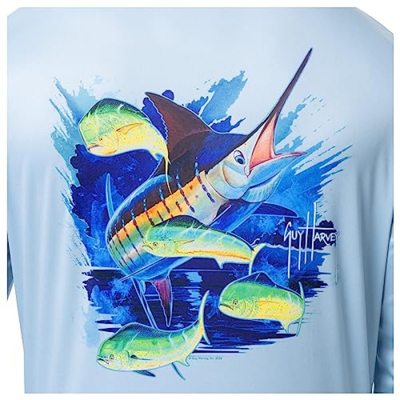 Guy Harvey 남성용 긴팔 퍼포먼스 티셔츠 UPF 30+ 자외선 차단 기능