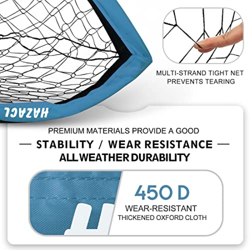 뒷마당을위한 Hazacl 키드 축구 목표 9x5FT 뒷마당을위한 휴대용 축구 그물 실내 또는 실외용 캐리 백이있는 대형 팝업 축구 목표 그물