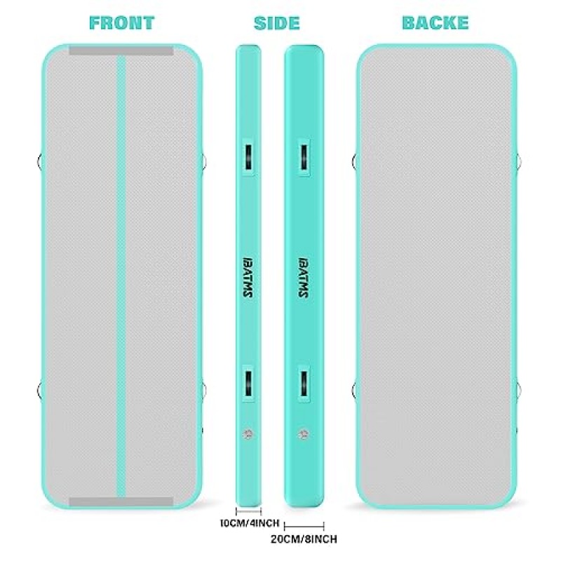 IBATMS 공기 텀블링 매트 텀블 트랙, 가정용/훈련/치어리딩/요가/공기 펌프가 있는 물용 4/8인치 풍선 체조 에어 매트