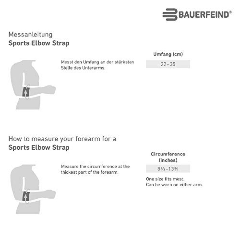 BAUERFEIND 조정 가능한 스포츠 팔꿈치 스트랩 - 싱글, 블랙, 단일 사이즈 - 골퍼 및 테니스 엘보의 팔뚝 통증 완화 - 힘줄에 직접 압력을 가하는 5포인트 패드 - 보아 클로저 시스템
