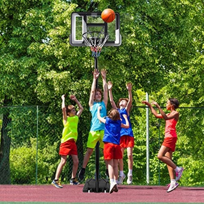 Dripex 휴대용 농구 후프 10FT 야외 조절 목표 시스템 44in 어린이/성인을위한 비산 방지 백보드 실내 실외