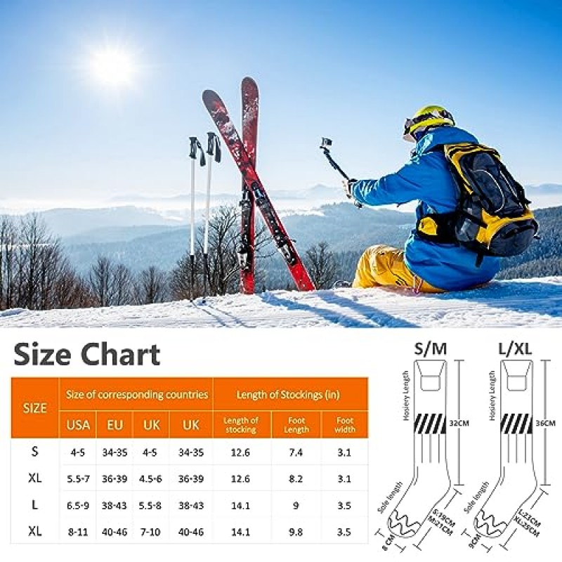 남성 여성용 가열 양말, 5V/5000mAh 배터리 구동 충전식 전기 가열 양말, APP 원격 제어 기능이 있는 전기 가열 양말, 겨울 스키 야외 사냥용
