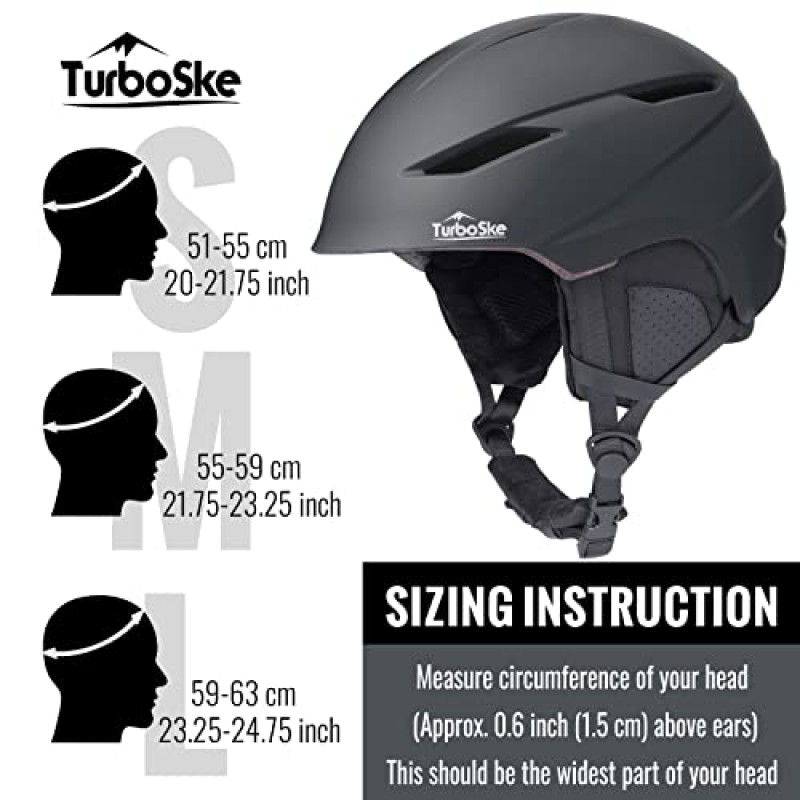 TurboSke 스키 헬멧, 스노우보드 헬멧 스노우 스포츠 헬멧, 오디오 호환 및 경량, 남성, 여성 및 청소년을 위한 ASTM 표준 헬멧
