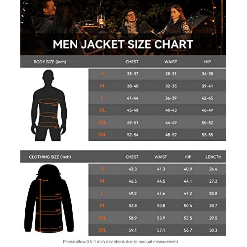 탈착식 후드가 있는 남성용 가열 재킷, 남성용 방수 겨울 야외 가열 재킷(배터리 팩 포함)