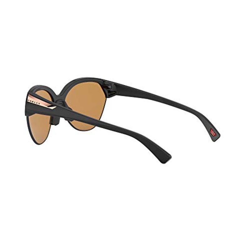 오클리 여성 선글라스 매트 블랙 프레임, 프리즘 로즈 골드 편광 렌즈, 65MM