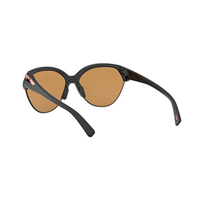 오클리 여성 선글라스 매트 블랙 프레임, 프리즘 로즈 골드 편광 렌즈, 65MM
