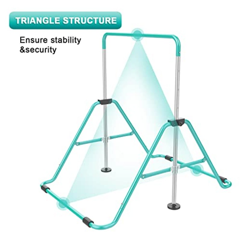 높이 조절이 가능한 어린이를 위한 RINREA 체조 바, 접이식 체조 훈련 킵 바, 가정용 주니어 확장형 수평 몽키 바