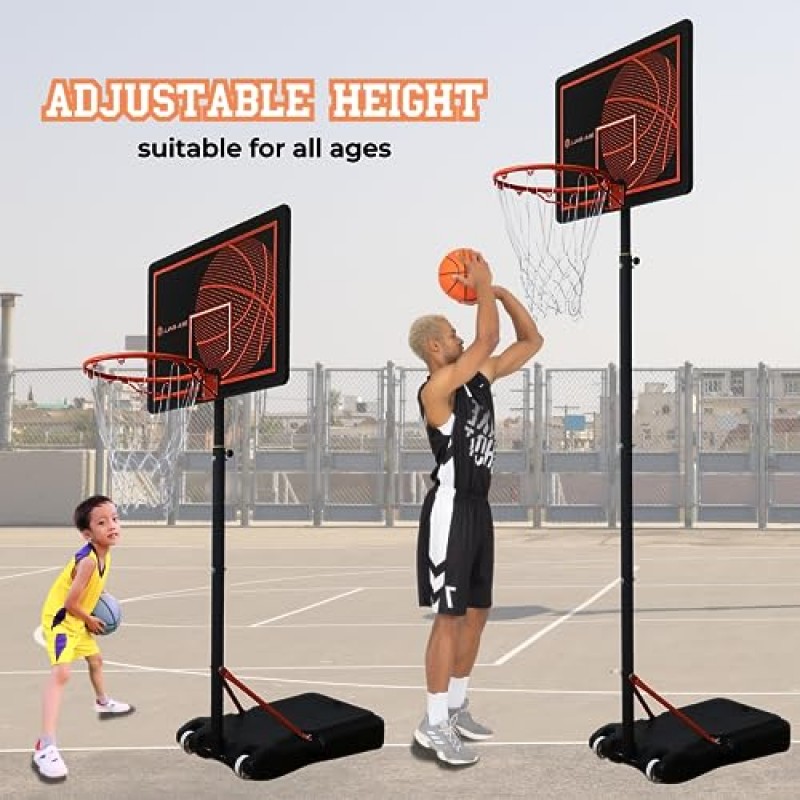 비볼 농구 골대 실외 - 높이 조절 가능 - 우수한 자외선 차단 백보드 - 실내 실외용 휴대용 농구 골대 시스템
