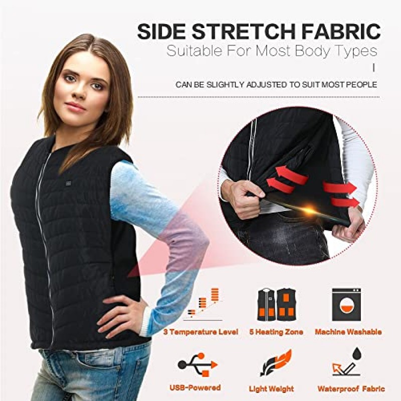남성 여성용 CPHST 가열 조끼, 배터리 팩이 포함된 USB 전기 가열 재킷, 경량 따뜻한 조끼 야외