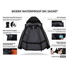 Skieer 남성용 방수 스키 재킷 겨울 스노우 코트 방풍 스노우 보드 재킷 따뜻한 비옷