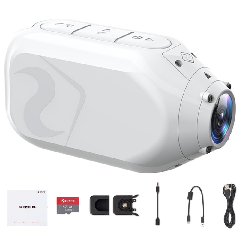 Drift Ghost XL 액션 카메라, 9시간 배터리 수명 방수 카메라 140도 광각 지원 외부 마이크, 32G SD 카드 및 액세서리 키트(Snow Edition)