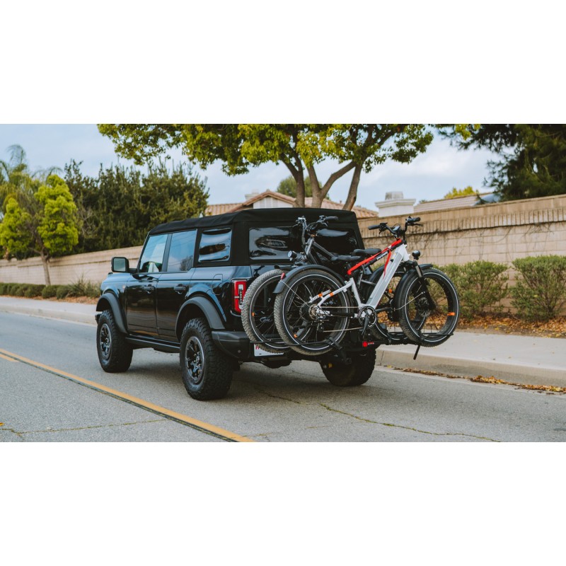 Hollywood Racks 스포츠 라이더 2인치 히치 자전거 랙, 표준 자전거, 팻 타이어 및 전기 자전거용 최대 80파운드의 자전거 2대 운반 - 자동차, 트럭, RV 및 SUV용 고강도 접이식 E바이크 랙