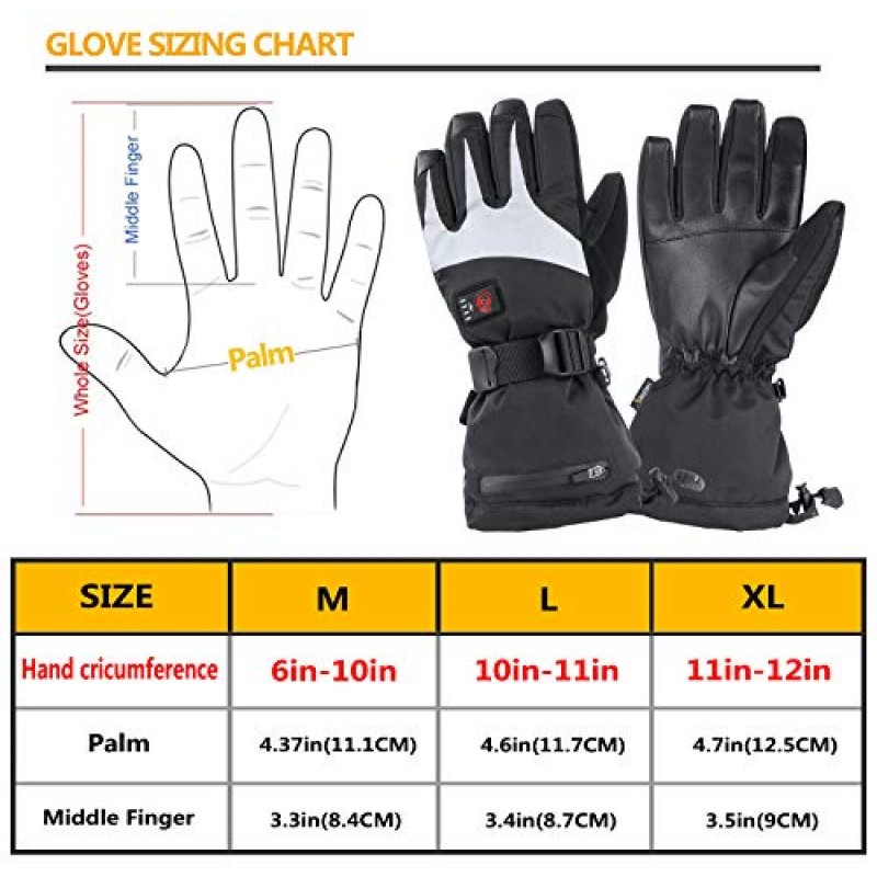 남성용 여성용 가열 장갑 - 전기 가열 오토바이 장갑, 겨울 야외 사냥을 위한 충전식 배터리 7.4V 가열 스키 장갑.
