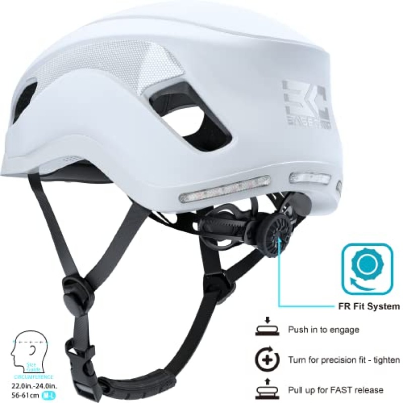BASE CAMP SF-999 스마트 블루투스 자전거 헬멧, 내장 스피커, 마이크 | 스마트 방향 지시등이 포함된 후방 LED 조명 | FR 핏 시스템 | 남성 여성을 위한 성인용 자전거 헬멧