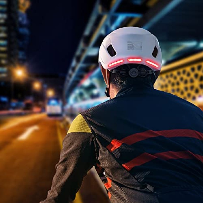BASE CAMP SF-999 스마트 블루투스 자전거 헬멧, 내장 스피커, 마이크 | 스마트 방향 지시등이 포함된 후방 LED 조명 | FR 핏 시스템 | 남성 여성을 위한 성인용 자전거 헬멧