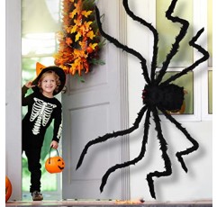 Aiduy 야외 할로윈 장식 무서운 거대한 거미 가짜 대형 거미 털이 거미 소품 할로윈 마당 장식 파티 장식, 블랙 (1 팩)