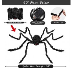Anerbili 할로윈 장식 거미 60 인치 조명 실내 야외 할로윈 장식 정원 홈 유령의 집 장식 (1 팩)에 대 한 거 대 한 큰 거미