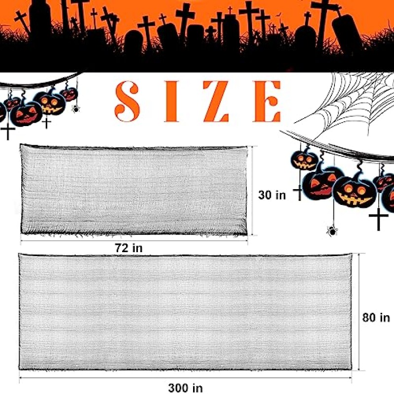 Chaoaixx 2개 할로윈 오싹한 천 블랙 80×300인치 - 할로윈 장식 정리 - 소름끼치는 으스스한 할로윈 장식 야외 실내