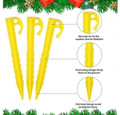 풍선 말뚝 및 밧줄, 플라스틱 텐트 말뚝 포함, 후크가 있는 밧줄 풍선 스파이크 크리스마스 할로윈 휴일 파티 장식 액세서리 정원 마당 홈 잔디 노란색(72개)