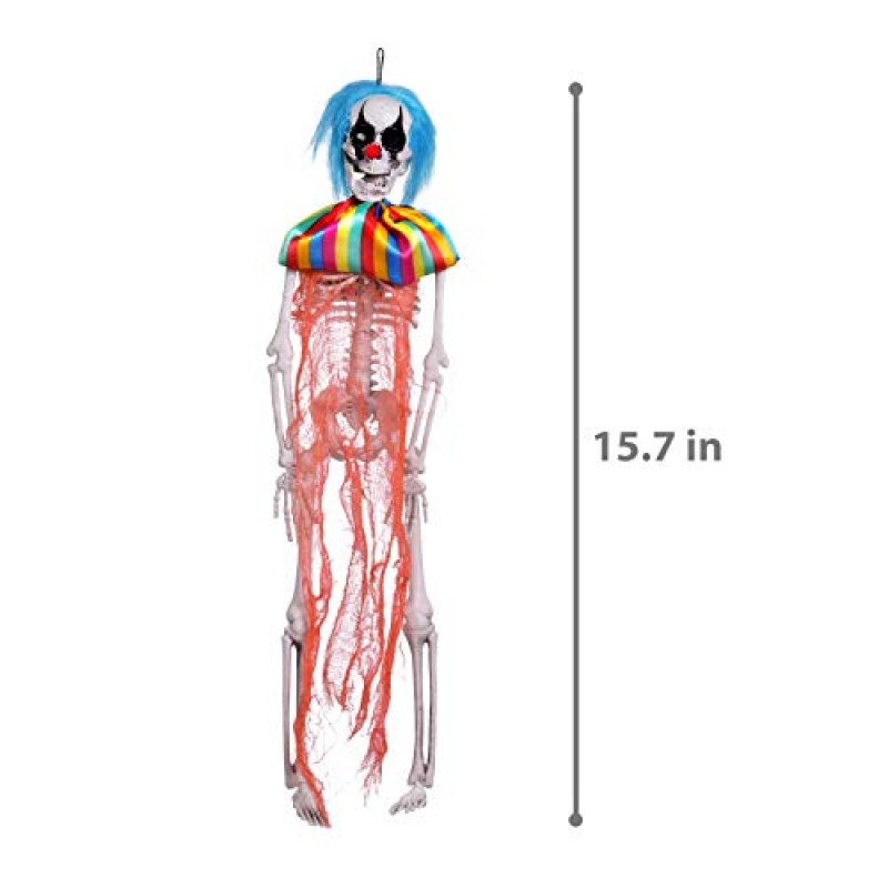 재미있는 작은 장난감 15.7 인치 4 팩 할로윈 무서운 서커스 광대 해골, 옷에 유령 해골 매달려, 야외 실내 마당 파티오 하우스 장식