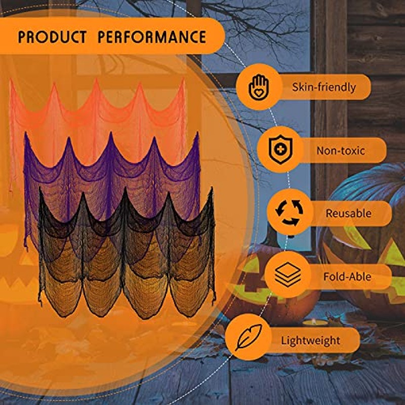 할로윈 소름 끼치는 천 30 x 72 인치 짜증나는 폴리 에스터 거즈 천 무서운 천 출입구 할로윈 장식 야외 마당에 대한 무시 무시한 패브릭 천을 매달려 홈 벽 장식 (12 개)