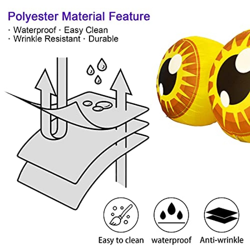 COMIN 8 FT 할로윈 장식 풍선 2개의 거대한 노란색 안구 밝은 LED 조명 내장, 할로윈 장식 파티, 실내/실외, 마당, 정원, 파티오, 잔디 할로윈 폭발
