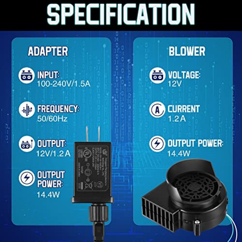 교체용 팬 송풍기, 12V 1.2A 미니 공기 송풍기(공기 주입용 풍선 실내 실외용 3개의 LED 조명 스트링 포함), 할로윈용 12V 1.5A 어댑터 크리스마스 휴일 풍선용 풍선 송풍기(1 세트)