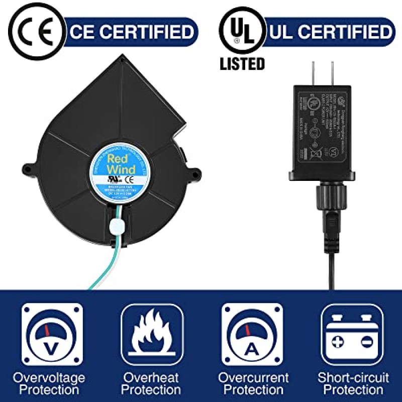 교체용 팬 송풍기, 12V 1.2A 미니 공기 송풍기(공기 주입용 풍선 실내 실외용 3개의 LED 조명 스트링 포함), 할로윈용 12V 1.5A 어댑터 크리스마스 휴일 풍선용 풍선 송풍기(1 세트)