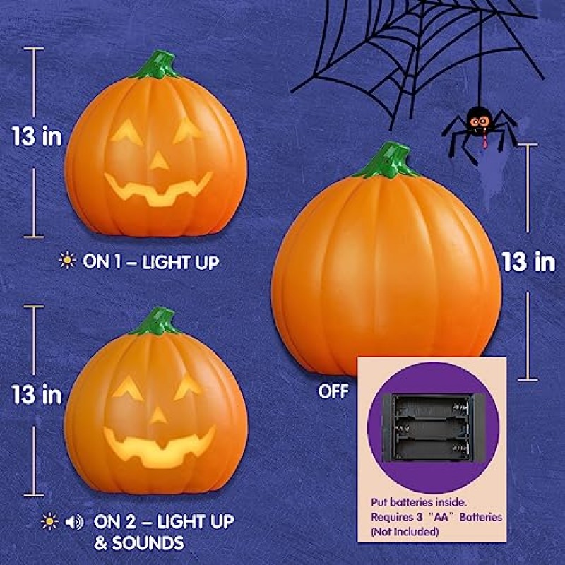 할로윈 장식 조명 호박 얼굴 변경 및 말하기 애니메이션 호박 잭-오-랜턴 할로윈 장식 정리 홈 실내 야외 할로윈 추수 감사절 의상 파티