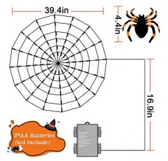 FastDeng 할로윈 야외 장식 스파이더 웹 라이트 - 3.25FT 직경 96 LED 방수 오렌지 그물 8 모드 방수 배터리 상자 마당 실내 및 실외 할로윈 장식