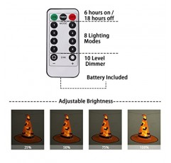Ivenf 할로윈 장식 조명, 8 PCS Hocus Pocus 마녀 모자, 원격 방수 문자열 조명, 실내 야외 정원 마당 파티 장식을위한 할로윈 장식