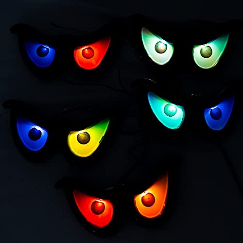 눈부신 밝은 10 LED RGB 깜박이는 눈 문자열 할로윈 조명, 조명 배터리 작동 방수 장식 실내 실외 공간 마당 정원 파티 카니발 용품