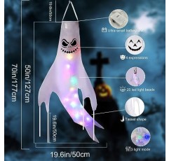 CHAHOT 4PCS 할로윈 유령 Windsocks 매달려 장식 - 69 LED 조명 술과 함께 야외 매달려 유령 할로윈 장식, 파티 마당 나무에 대한 무서운 방수 할로윈 장식