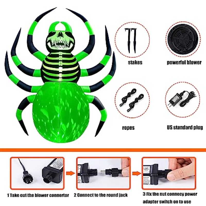 SEASONBLOW 8FT 거대한 할로윈 풍선 서 해골 거미 장식 홈 마당 잔디 정원 홈 파티 실내 야외