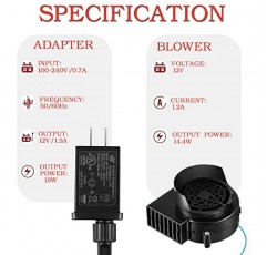 교체용 팬 송풍기, 할로윈, 크리스마스, 부활절 풍선용 3개의 LED 조명 문자열이 있는 12V 1.2A 방수 공기 송풍기 팬 송풍기, 공기 풍선 풍선 실내 실외용 12V 1.5A 어댑터