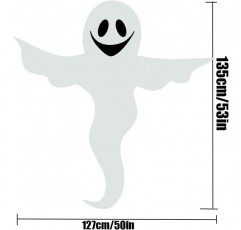 VEYLIN 할로윈 구부릴 수 있는 나무 랩 유령, 실내 실외용 빛이 있는 53in 흰색 미소 유령 장식
