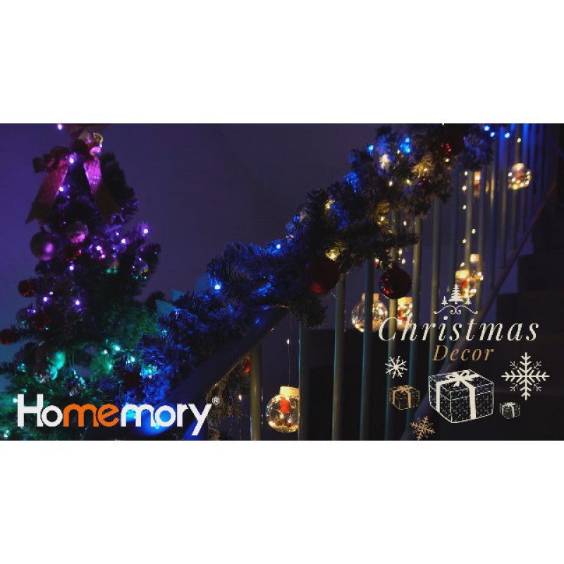 Homemory 2팩 색상 변경 요정 조명 배터리 작동, 20피트 60LED RGB 요정 문자열 반짝임 조명 원격, 방수 실버 와이어 할로윈 장식-13 색상