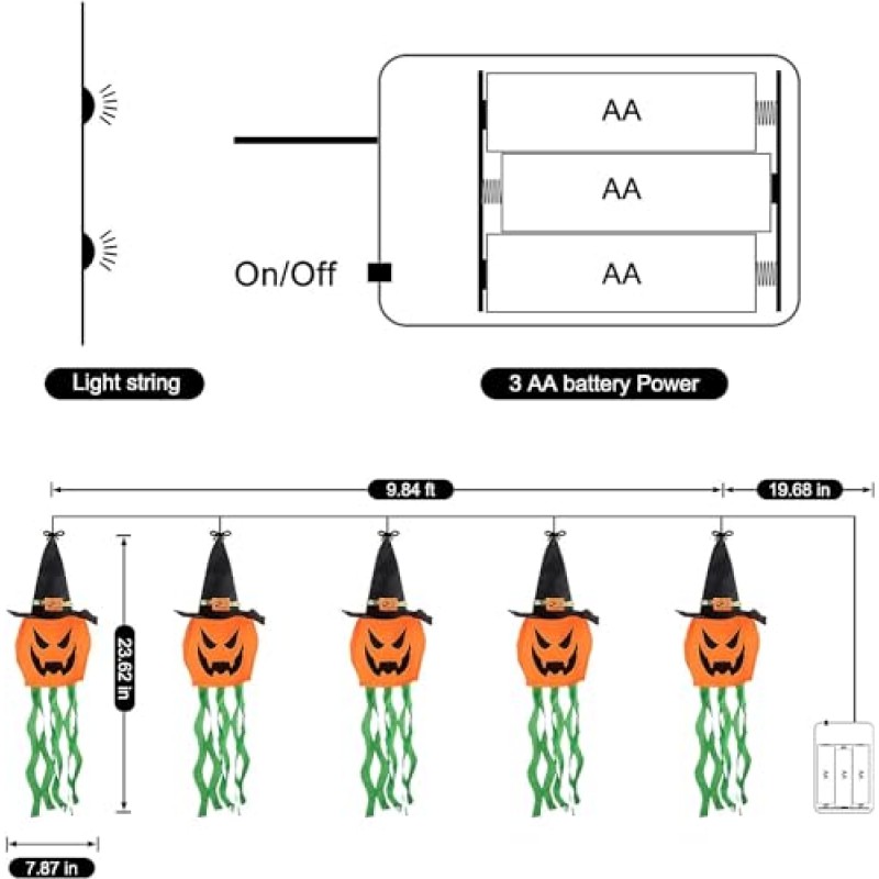 할로윈 장식 마녀 모자와 야외 매달려 호박, 11.5피트 야외 장식 호박 매달려 조명, 마당 나무 정원에 대한 할로윈 파티 조명