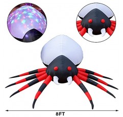 DR.DUDU 8피트 할로윈 풍선 거대한 붉은 거미 내장 소용돌이 LED 조명, 야외 정원 마당 잔디밭을 위한 파티 장식 폭파