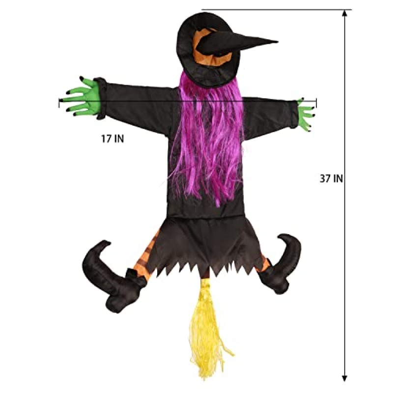 베티 배쉬 나무에 마녀 충돌 마당 또는 집 장식 장식을위한 할로윈 장식 실내 야외 파티오 잔디 정원 장식, 할로윈 야외 나무 장식