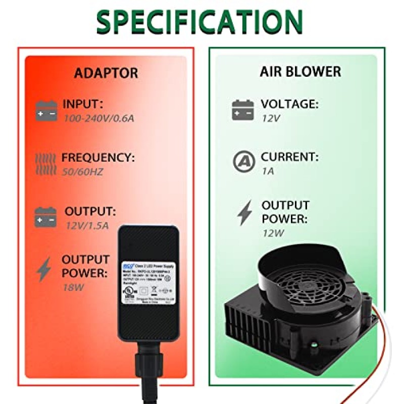 할로윈 풍선용 교체 1A 공기 송풍기, 크리스마스 마당용 1.5A 어댑터 야외 휴일 Easterm 마당 장식 장식 팬 송풍기, 어댑터, 3개의 LED 전구 세트