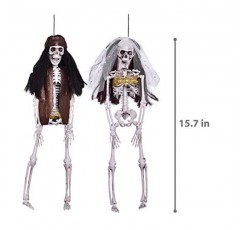 2 팩 매달려 할로윈 해골 해적 할로윈 장식 최고의 할로윈 야외 장식을위한 15.7 인치 전신 해골 장식