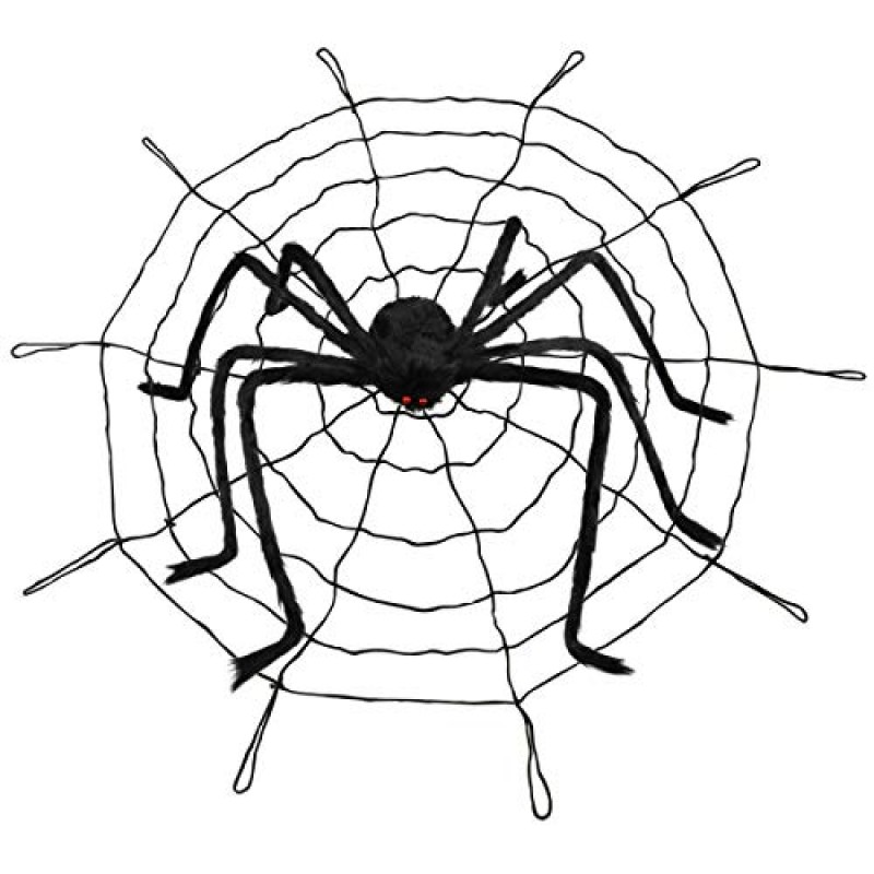 Libay 할로윈 자이언트 스파이더 6.6 피트, 야외 할로윈 장식 대형 가짜 털이 거미 무서운 모피 거미 소품 마당 소름 끼치는 장식, 블랙 외부