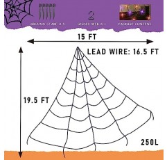 눈부신 밝은 250 LED 스파이더 웹 할로윈 조명, 19.5 FT x 15 FT 실내 실외 주택 정원 마당 파티(보라색 및 주황색)를 위한 거대한 할로윈 장식