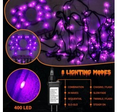 할로윈 장식 스파이더 웹 조명, 404 LED 21Ft*15Ft 파티오, 정원, 마당 및 유령의 집 장식용 보라색 웹 조명을 걸 수 있는 8가지 모드의 보라색 거대한 삼각형 그물 조명