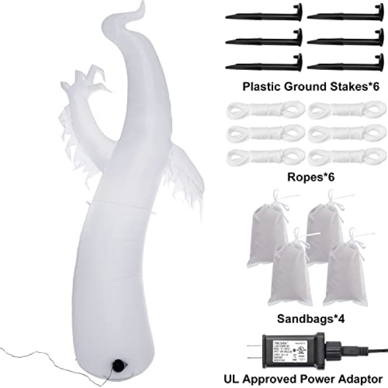 Sizonjoy 12 피트 거대한 할로윈 풍선 유령, 할로윈 장식 폭파 실내 실외 마당 정원용 LED 조명 내장 스테이크 포함