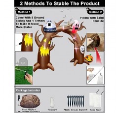 TURNMEON 9.6FT 길고 8FT 키가 큰 거대한 할로윈 풍선 죽은 나무 아치 호박 유령의 유령이 있는 야외 장식은 아무도 나뭇잎 배너를 보유하지 않습니다. LED 조명 폭파 마당 할로윈 장식 정원 잔디
