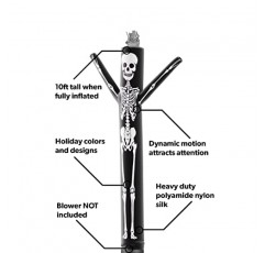 LookOurWay 에어 댄서 공기주입식 튜브맨 부착물 - 비즈니스 프로모션용 10피트 높이의 엉뚱한 흔들기 풍선 춤추는 튜브 가이(송풍기는 포함되지 않음) - 할로윈 테마 - 해골