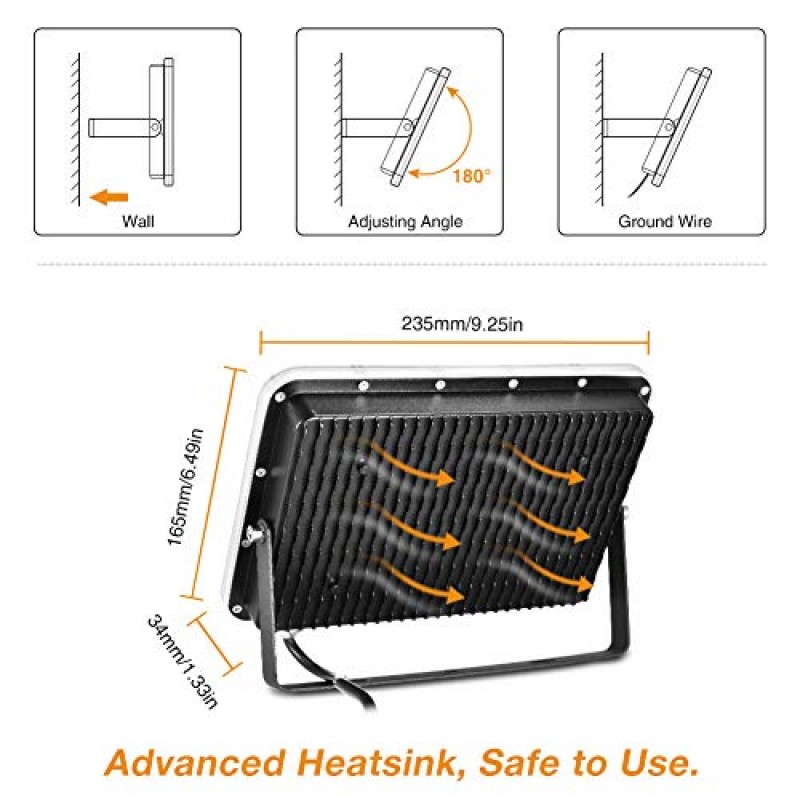 파티용 블랙 라이트 2팩, 100W LED 블랙라이트 자외선 램프, 할로윈 크리스마스 장식용 어둠 속의 형광 네온 발광, DJ 디스코 스테이지 나이트 클럽, 바디 페인트