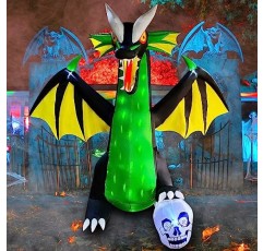 SEASONBLOW 8 FT Fire & Ice Dragon with Wings, 실내 실외 홈 파티 잔디 정원 마당을 위한 풍선 할로윈 장식